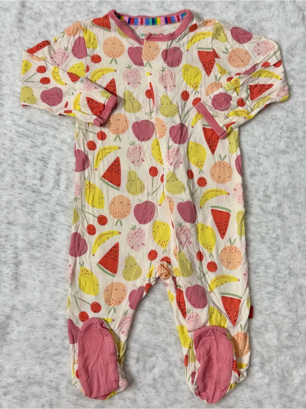 Magnetic Me Colorful Fruit Footie Sleeper 0-3M Baby Girl Modal Watermelon Cherry